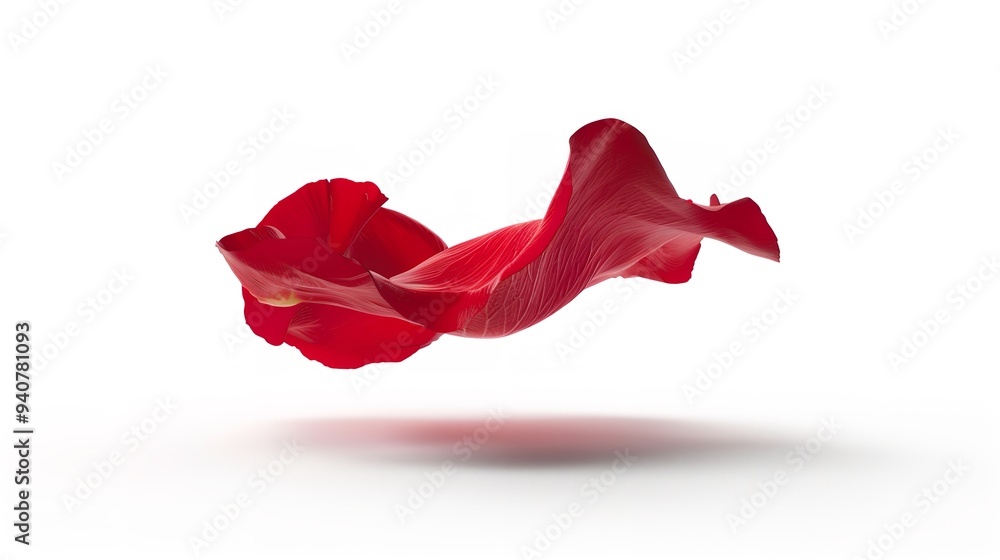 Beautiful red rose petals on white background