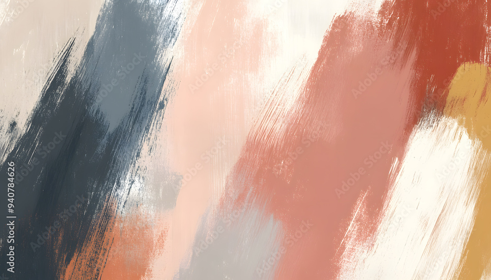 Fototapeta premium Random brush strokes in muted colors on a plain background, offering an artistic yet minimalist vibe