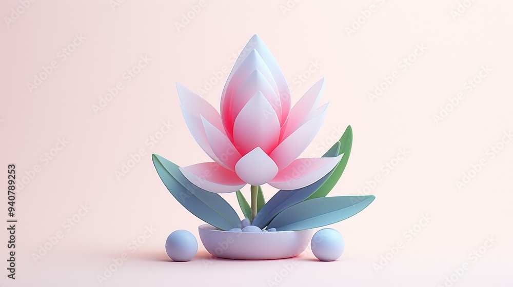 A beautiful, stylized flower with soft colors, surrounded by decorative elements, perfect for modern design and art projects. A beautiful, stylized flower with soft colors, surrounded by decorative elements, perfect for modern design and art projects.