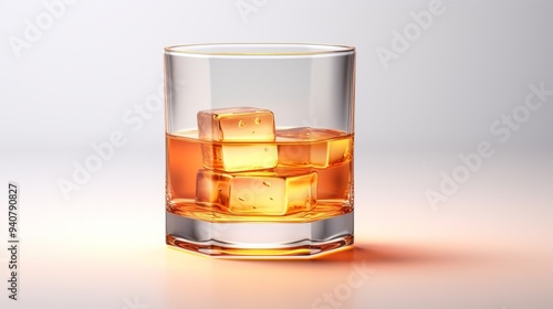 A beautifully crafted glass of whiskey with ice cubes, presenting a rich amber color and inviting texture, perfect for any occasion.