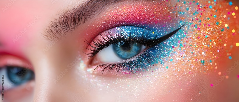 Vibrant Kawaii Style Halloween Makeup with Bright Colors and Cute Designs in Photography Concept Copy Space for Text Vibrant Kawaii Style Halloween Makeup with Bright Colors and Cute Designs in Photography Concept Copy Space for Text