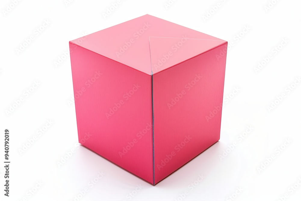 Pink Box. Isolated Rectangular Gift Box in Red and Blue Colors on White Background Pink Box. Isolated Rectangular Gift Box in Red and Blue Colors on White Background