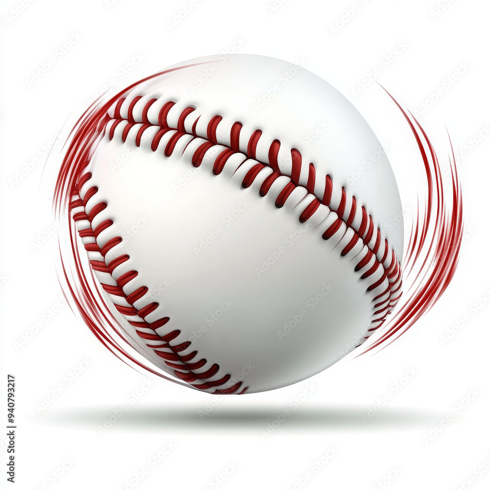 A flying funny baseball ball isolated on a white background, suitable for a logo template. A flying funny baseball ball isolated on a white background, suitable for a logo template.