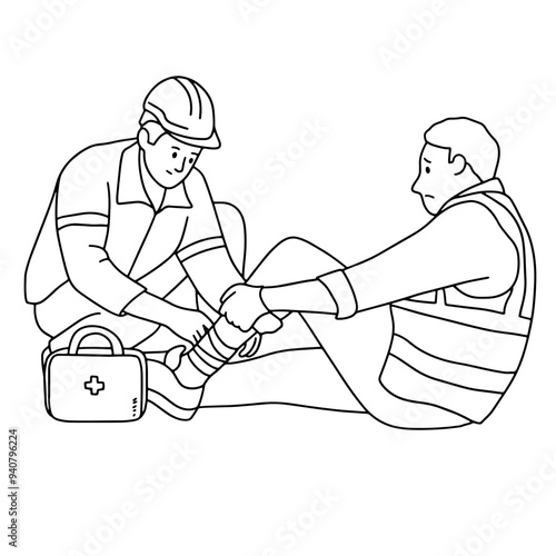 Man giving first aid to victim