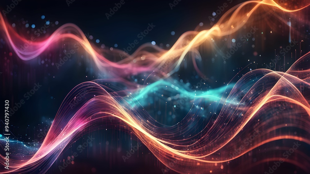 Fototapeta premium A colorful wave with a blue and orange section