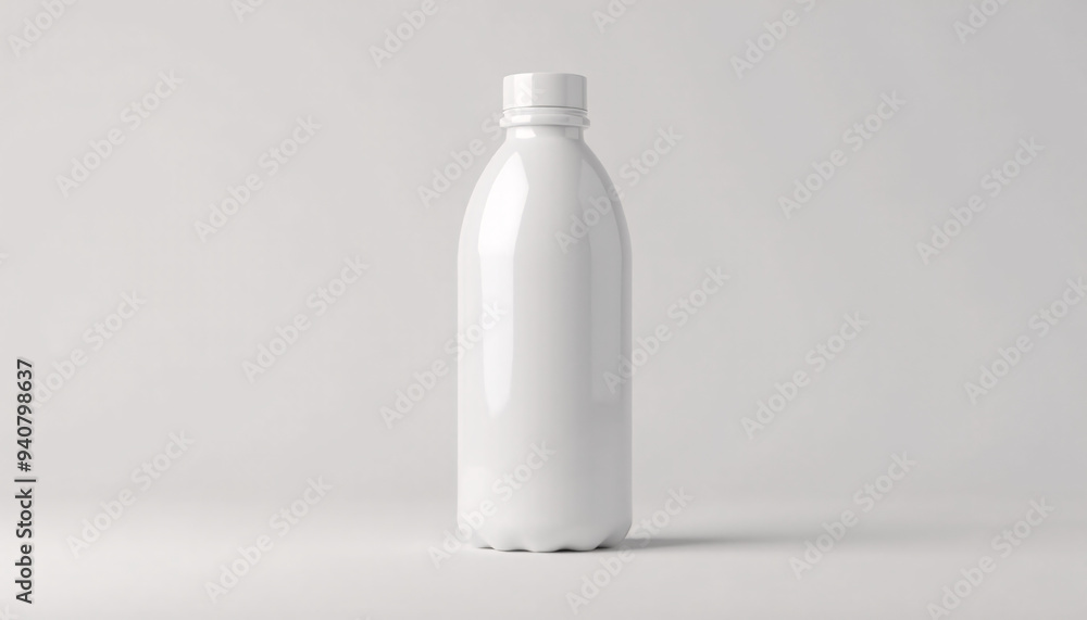 Mock up blank clear plastic water bottle with cap, standing on a neutral background Mock up blank clear plastic water bottle with cap, standing on a neutral background