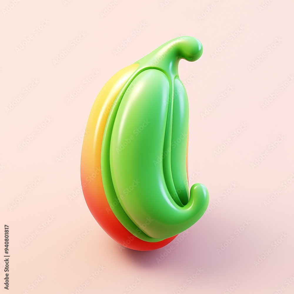 A colorful 3D illustration of a stylized fruit, showcasing vibrant hues and smooth curves, perfect for creative projects. A colorful 3D illustration of a stylized fruit, showcasing vibrant hues and smooth curves, perfect for creative projects.