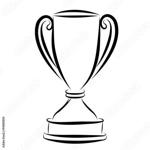 Winners cup trophy illustration hand drawn vector graphic for print and business