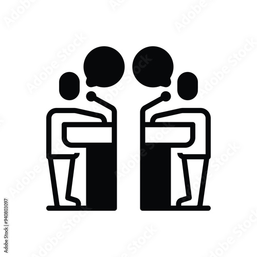 Black solid icon for debate