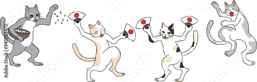 浮世絵風のおめでたい猫