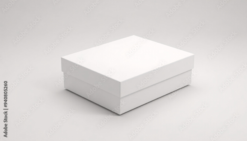 Mock up blank rectangular white box with lid, isolated on a soft background Mock up blank rectangular white box with lid, isolated on a soft background