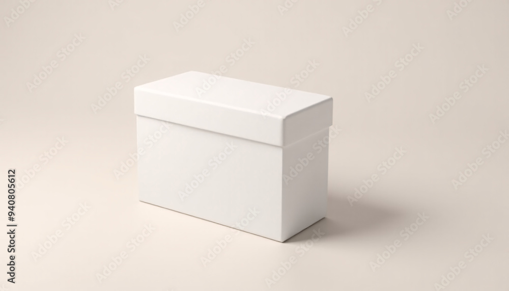 Mock up blank rectangular white box with lid, isolated on a soft background Mock up blank rectangular white box with lid, isolated on a soft background