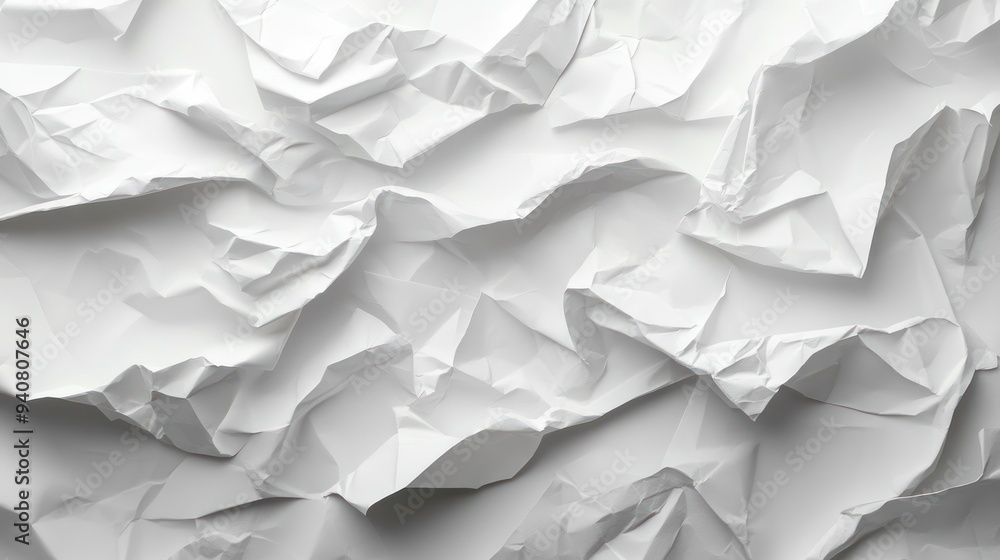 Fototapeta premium White paper texture background with crumpled abstract shapes