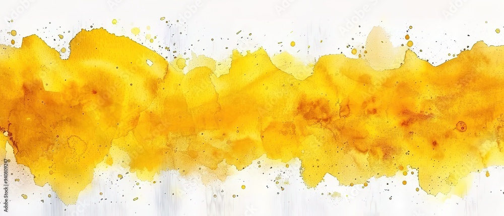 Yellow paints watercolor background drawn by brush Yellow paints watercolor background drawn by brush