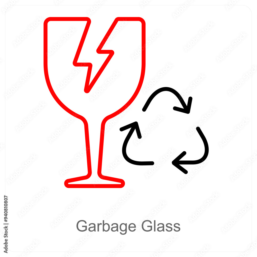 Garbage Glass and environment icon concept Garbage Glass and environment icon concept