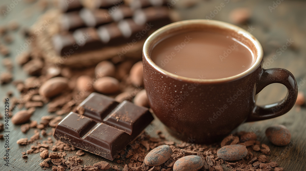 A photograph of mugs of homemade, healthy hot chocolate or cacao in a cacao ceremony A photograph of mugs of homemade, healthy hot chocolate or cacao in a cacao ceremony
