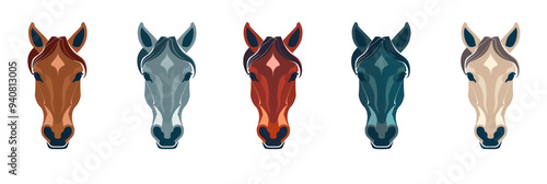 Colorful Horse Head Illustrations. photo