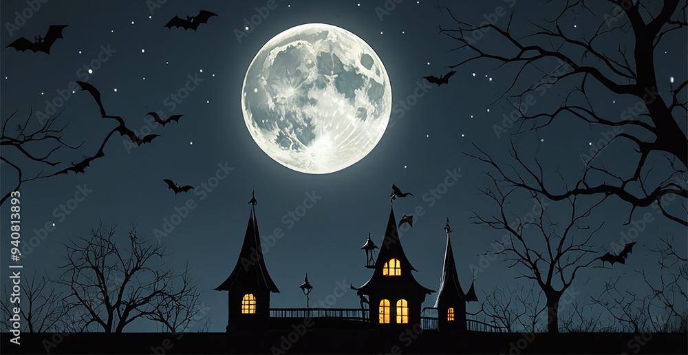 Fototapeta premium halloween night background with castle