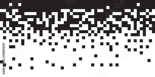 Dissolve pixel disperse blocks. Dust fragment, broken dots texture. Fractured disperse. Mosaic filled square dotted abstract pattern