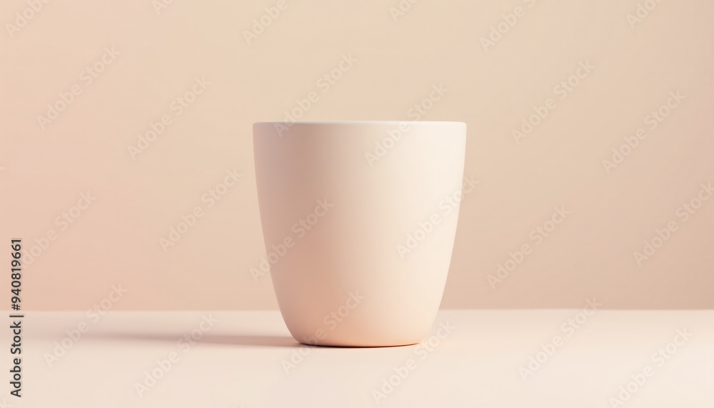Mock up blank ceramic plant pot, isolated on a soft pastel background Mock up blank ceramic plant pot, isolated on a soft pastel background
