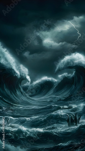 create a dramatic and intense image of a killing sea