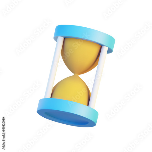 3D rendering of multiple hourglasses isolated on a white background. High-quality vector illustration showcasing time management and the concept of passing time. education, and productivity themes