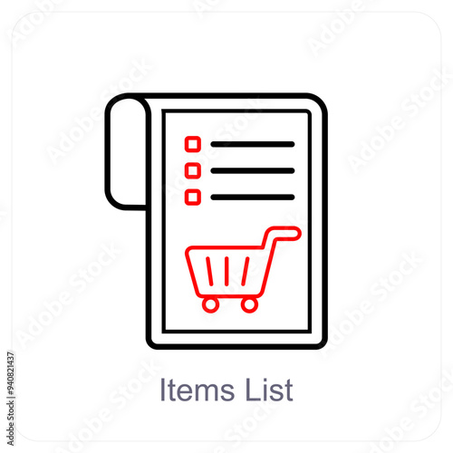 Item List and list icon cocept