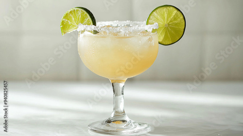 A frosty margarita in a sal...