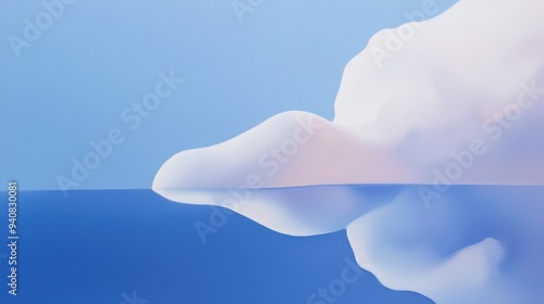 Tranquil Reflection of a Mountain on a Calm Lake Under a Clear Blue Sky photo