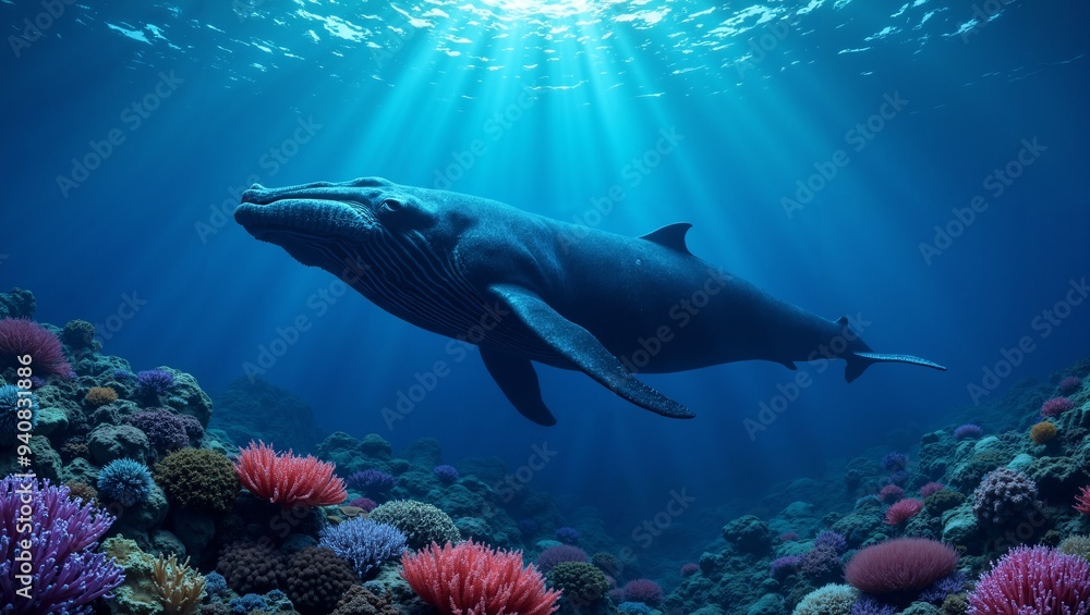 Humpback Whale Swimming Through Coral Reef Humpback Whale Swimming Through Coral Reef