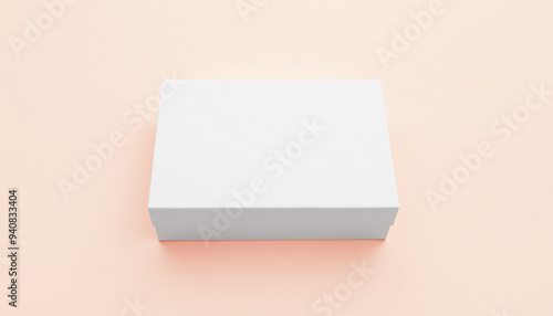 Mock up blank rectangular white box, placed on a soft pastel background