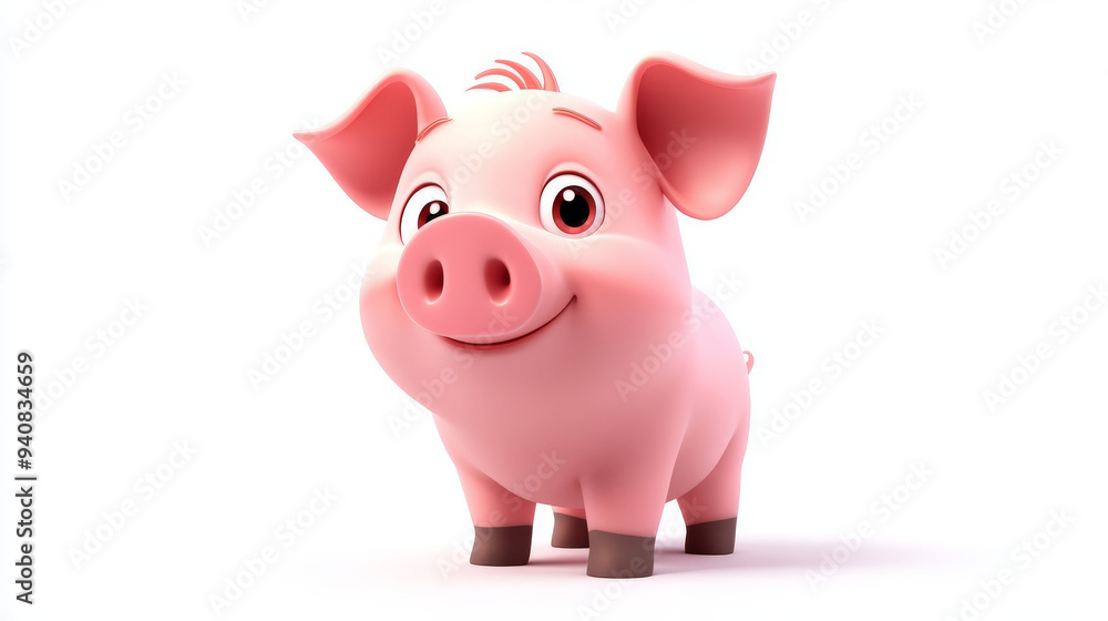 Cartoon illustration of a pink farm pig, designed in a playful and friendly style, isolated on a white background. The pig has a cute and simplistic appearance, ideal for use as a logo or mascot . Cartoon illustration of a pink farm pig, designed in a playful and friendly style, isolated on a white background. The pig has a cute and simplistic appearance, ideal for use as a logo or mascot .