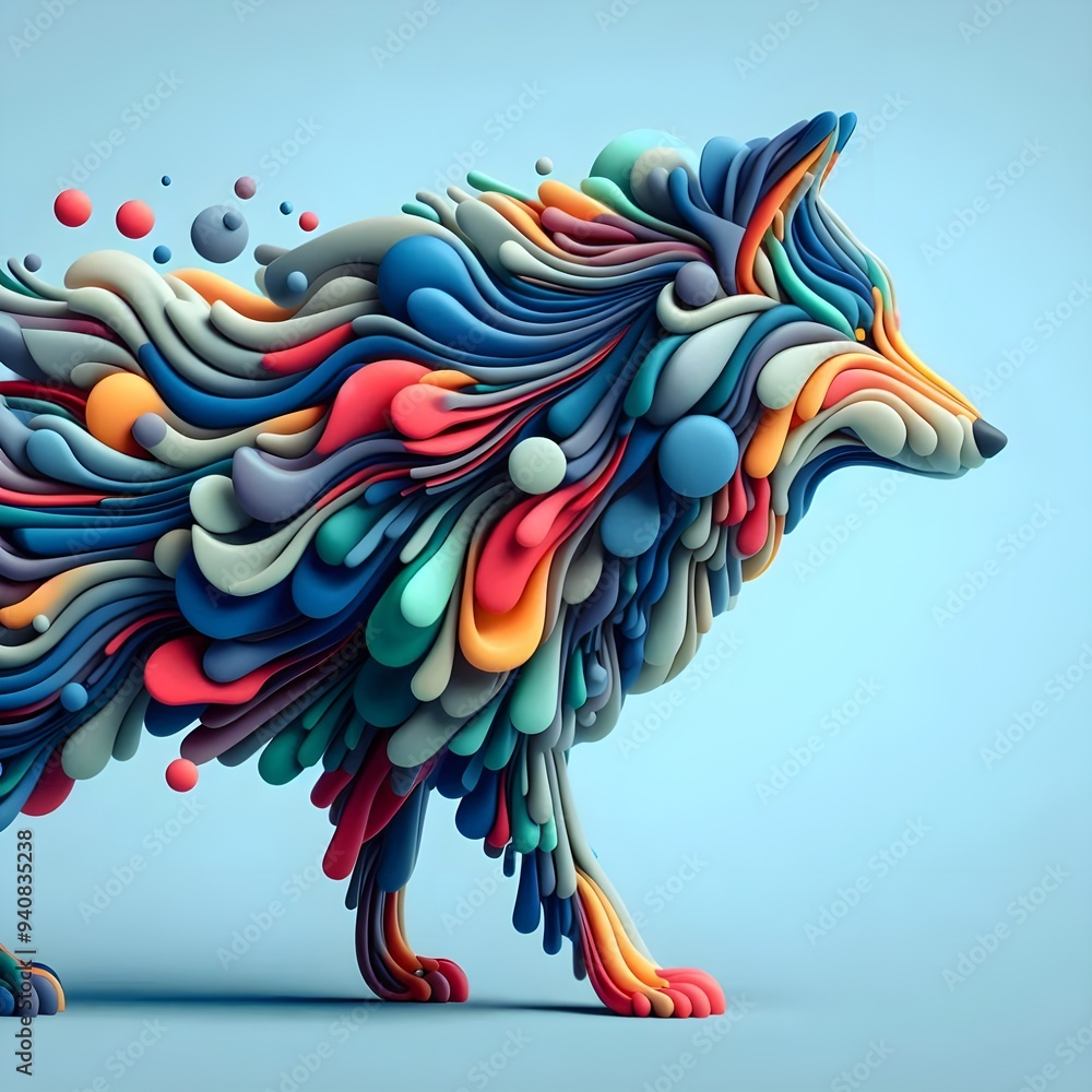 Fototapeta premium Vibrant Essence - The Abstract Wolf