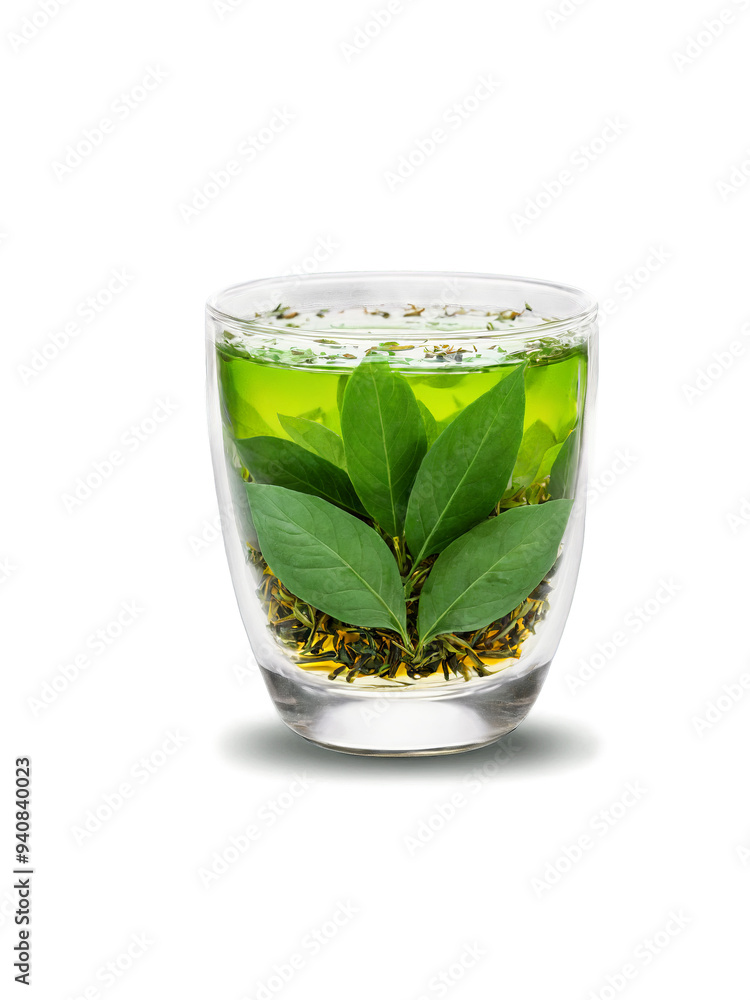Uva ursi tea clear glass cup glossy green leaves amber diuretic brew urinary aid Uva ursi tea clear glass cup glossy green leaves amber diuretic brew urinary aid