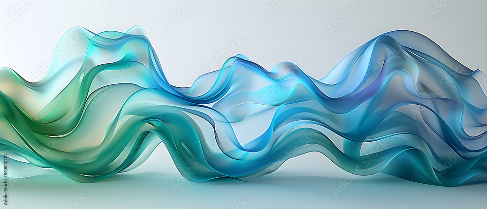 Serene Wave Patterns in 3D, Blue and green wavy lines
Serene Wave Patterns in 3D, Blue and green wavy lines