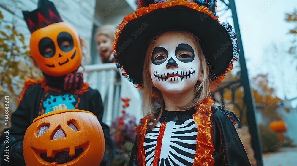 Spooky Fun: Kids Dressed as Classic Movie Characters at Halloween Festive Event Spooky Fun: Kids Dressed as Classic Movie Characters at Halloween Festive Event