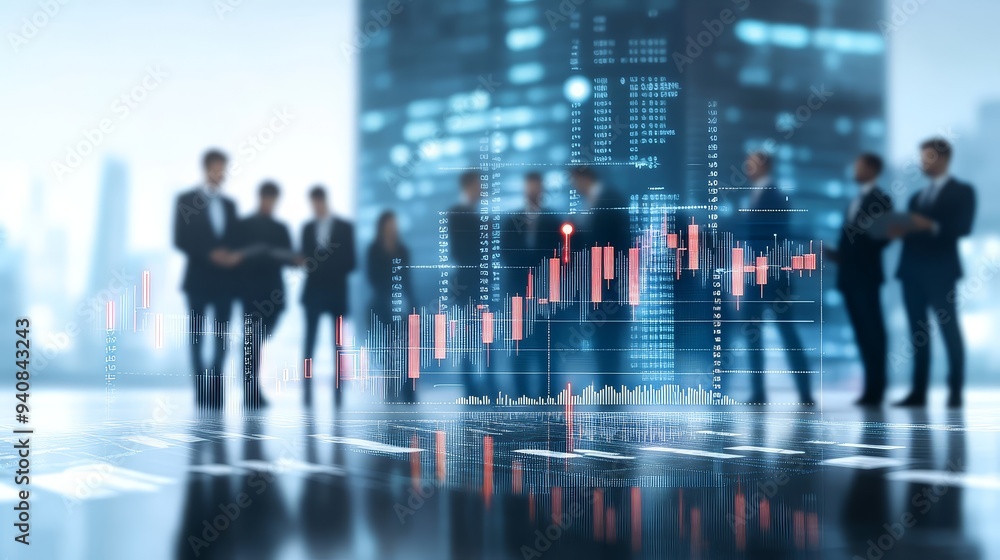 Business People Analyzing Financial Data on a Screen Business People Analyzing Financial Data on a Screen