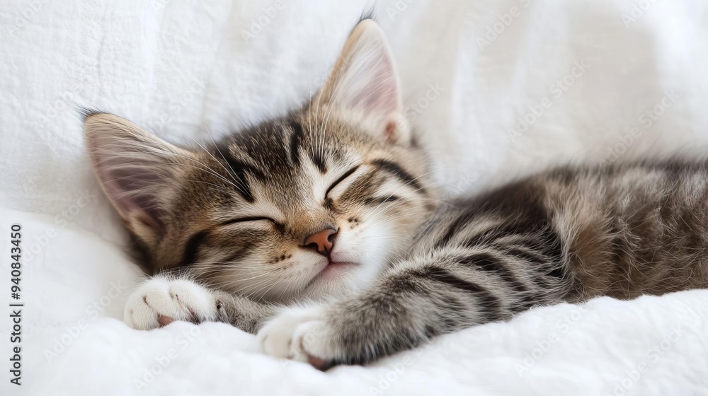 Cute cat sleeping, adorable and relaxed. On white isolated background. Cute cat sleeping, adorable and relaxed. On white isolated background.