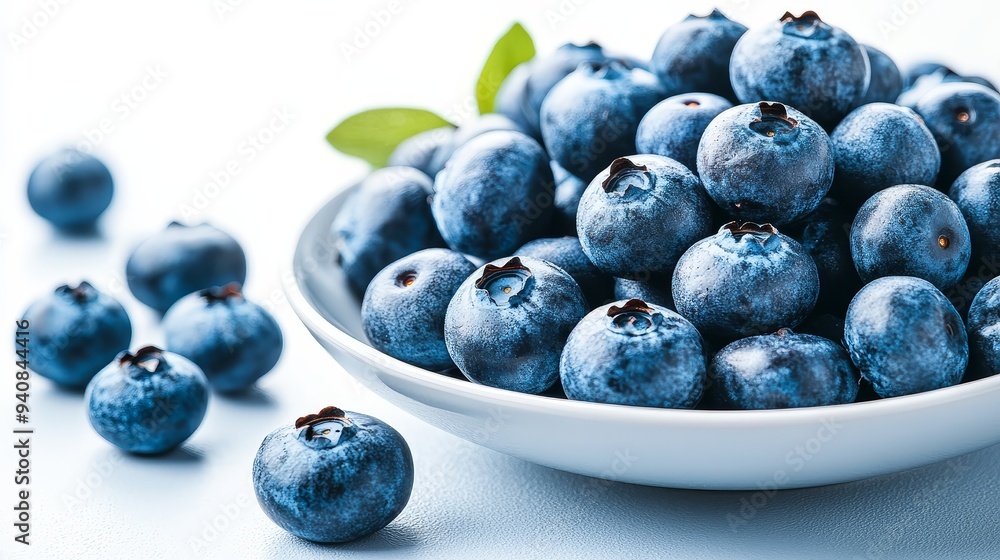 Fresh Blueberries in White Bowl Close Up Macro Fresh Blueberries in White Bowl Close Up Macro