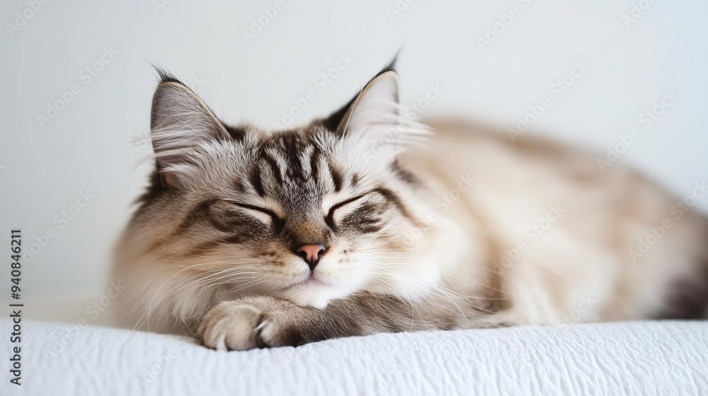 Cute cat sleeping, adorable and relaxed. On white isolated background. Cute cat sleeping, adorable and relaxed. On white isolated background.