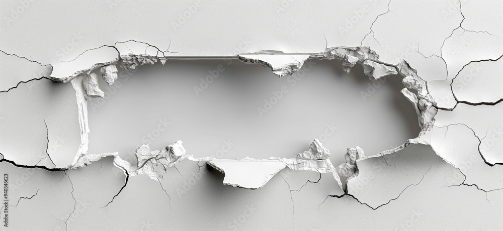 Hole in a wall. Hole broken in a white wall Hole in a wall. Hole broken in a white wall
