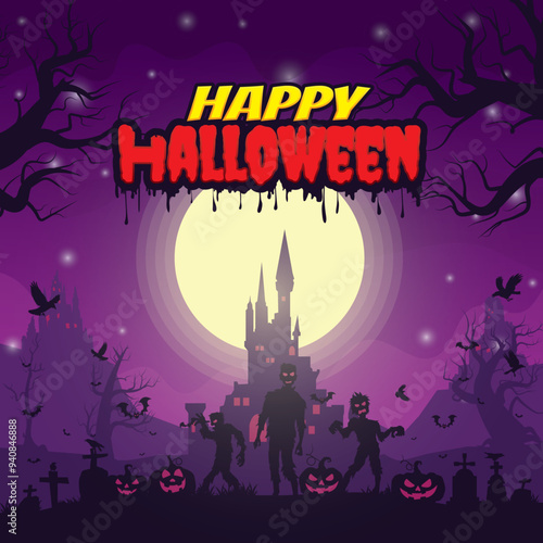Halloween background, Halloween vector illustration.	