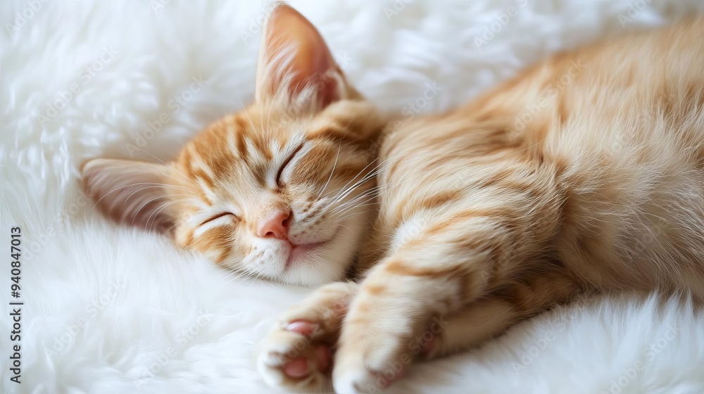 Cute cat sleeping, adorable and relaxed. On white isolated background. Cute cat sleeping, adorable and relaxed. On white isolated background.