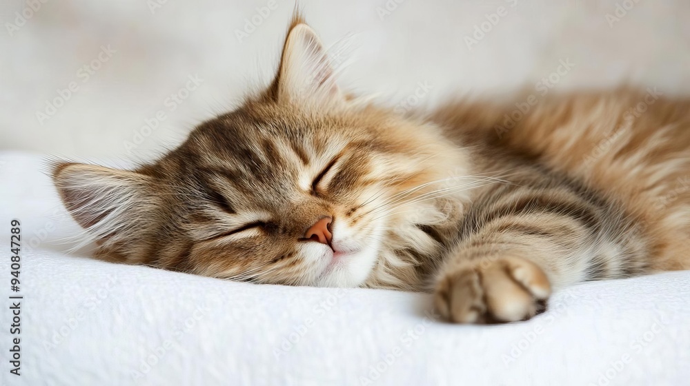 Cute cat sleeping, adorable and relaxed. On white isolated background. Cute cat sleeping, adorable and relaxed. On white isolated background.
