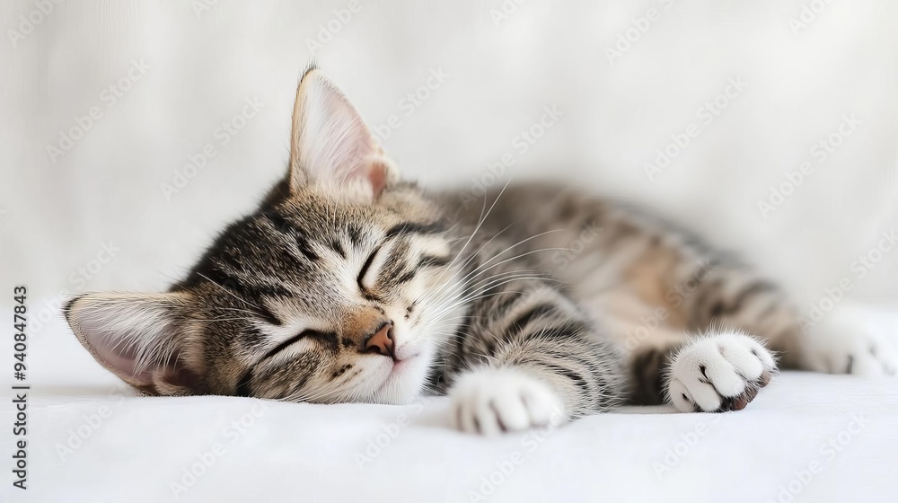 Cute cat sleeping, adorable and relaxed. On white isolated background. Cute cat sleeping, adorable and relaxed. On white isolated background.