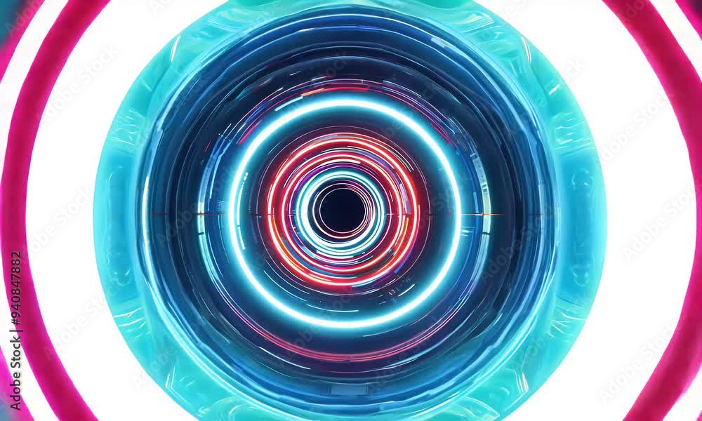 neon tunnel with symmetrical pulsating lights neon tunnel with symmetrical pulsating lights