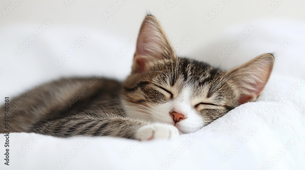 Cute cat sleeping, adorable and relaxed. On white isolated background. Cute cat sleeping, adorable and relaxed. On white isolated background.