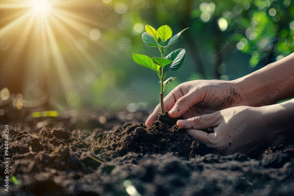 Planting a tree for a greener tomorrow. AI generated images. Planting a tree for a greener tomorrow. AI generated images.