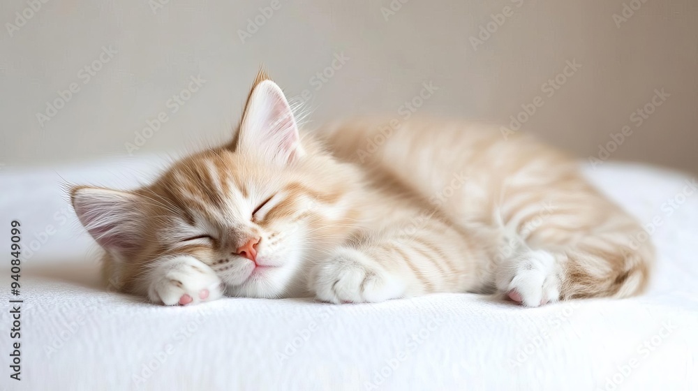 Cute cat sleeping, adorable and relaxed. On white isolated background. Cute cat sleeping, adorable and relaxed. On white isolated background.