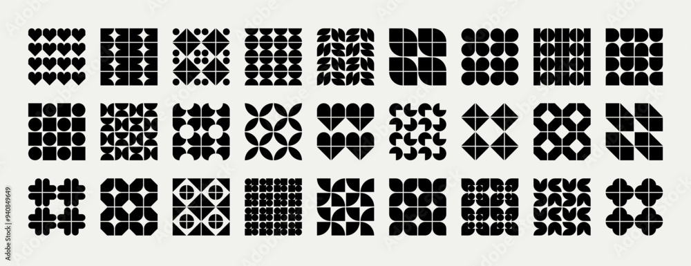 Fototapeta premium Geometric patterns for design and decor. Set of tiles. Vector illustration. 